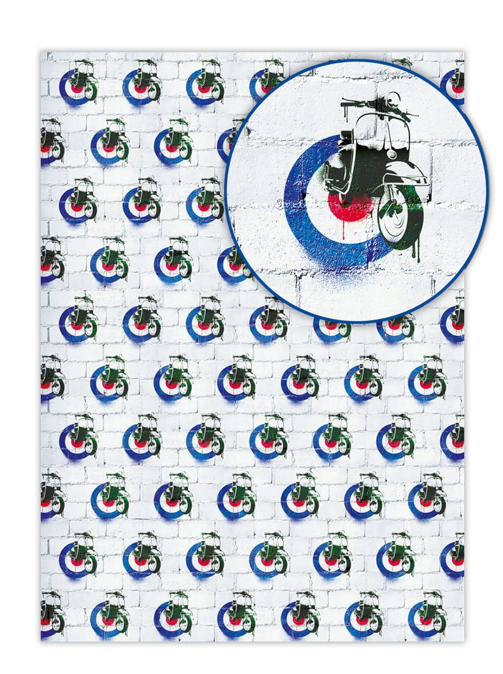 Brainbox Candy - 2 Sheets of 'Scooter' Birthday Wrapping Paper - Gift Wrap For Him Her Men Women - Vespa Illustration - Perfect For Mod's - Folded, Quality Wrap