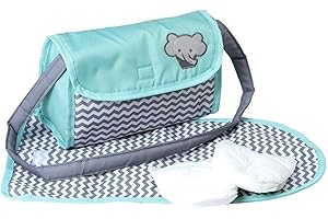 Adora Baby Doll Diaper Bag with Sturdy Straps, Includes Changing Mat and 2 Doll Diapers (Fits 13" Dolls), Birthday Gift For Ages 3+ - Zig Zag Print