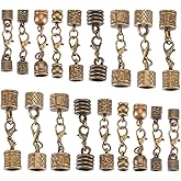 PH PandaHall 18 Sets Leather Cord End Caps with Lobster Clasp, 9 Styles Metal Cord End Caps Jewelry Clasps Connector Antique Bronze Bracelet Buckle for DIY Crafts Necklaces Bracelet Jewelry Making