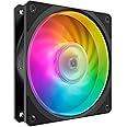 Cooler Master Mobius 140P ARGB High Performance Interconnecting Ring Blade Fan, PWM 2400rpm, Loop Dynamic Bearing, ARGB Customizable LEDs for PC Case, Liquid and Air Cooler (MFZ-M4DN-19NP2-R1),Black