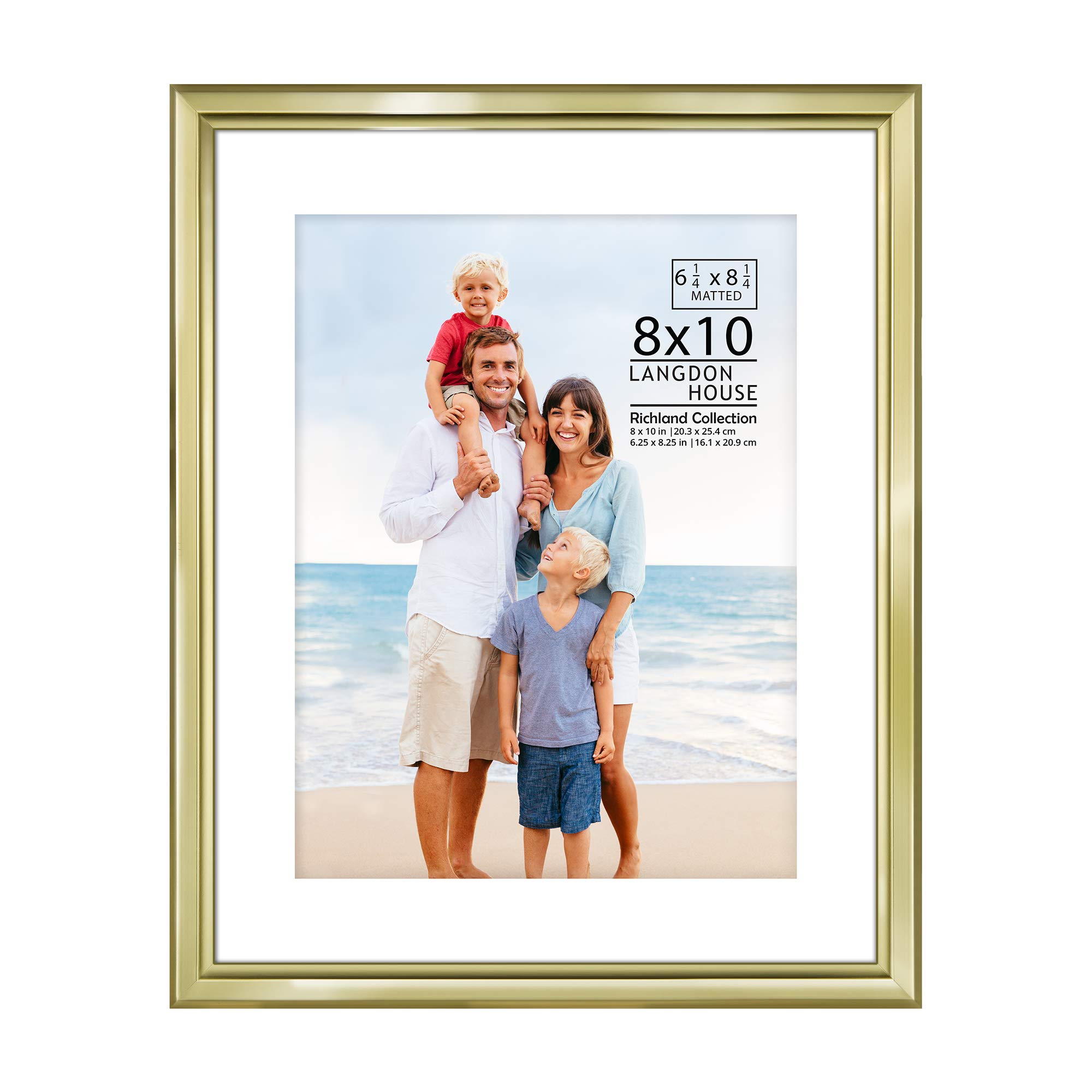 Langdon House 10x8 Gold Picture Frame w/Mat, Distinguished Edging for Classic Style, Richland Collection