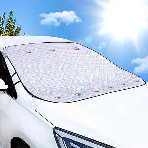 Laihur Car Windscreen Cover, Windscreen Sun Shade, 9 Magnet, Block UV Rays in Summer/Protects Glass in Winter, Heavy Duty Thickened Protective Windshield Cover for Car, SUV