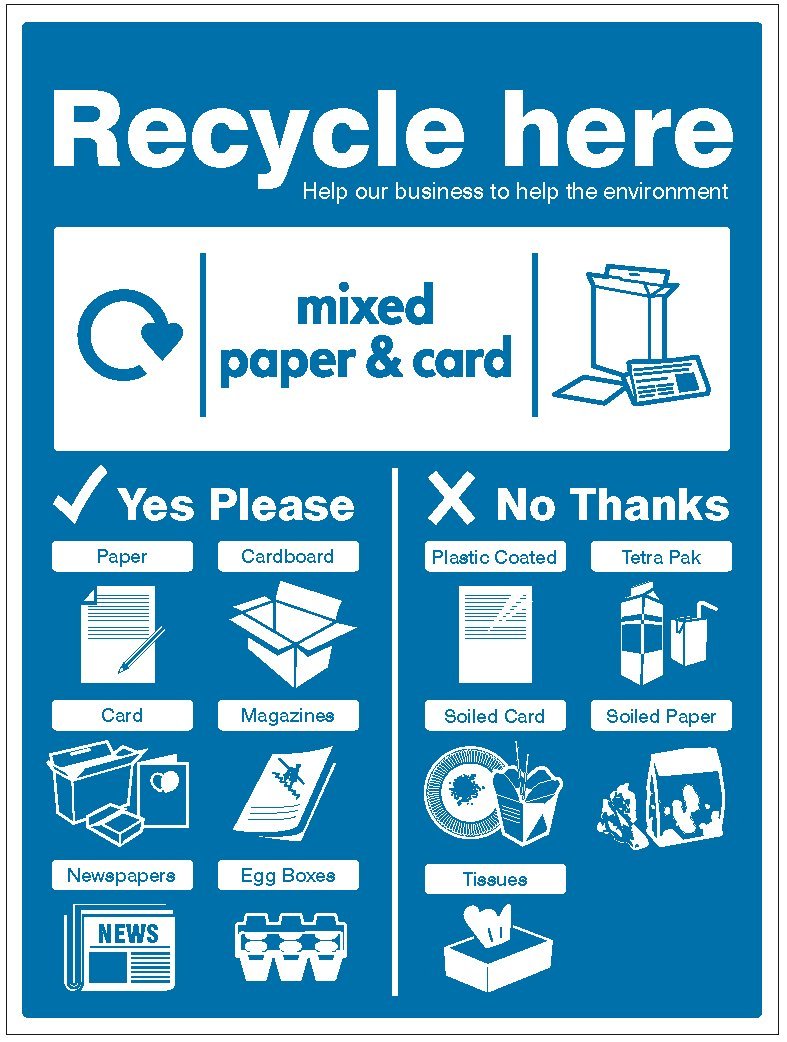 Caledonia Signs 16674H Sign, Paper and Cardboard-Wrap Recycle Here