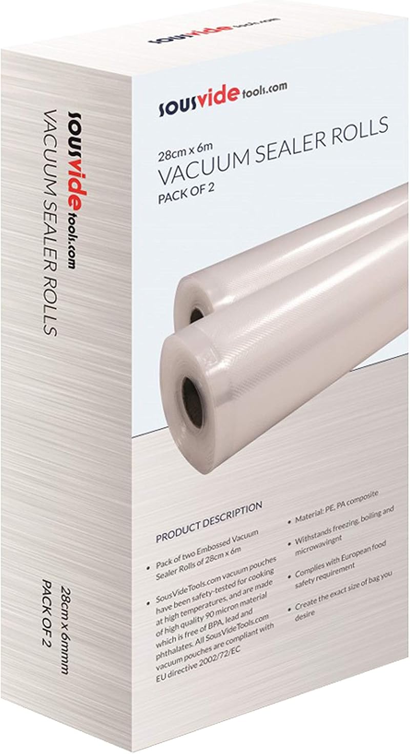 SousVideTools Vacuum Sealer Rolls Pack of 2 28cm x 6m for Sous Vide
