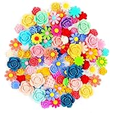100 Pcs Mixed Color Flatback Daisy Flower Charms – Mini Flower Resin Cabochons for DIY Crafts, Jewelry Making, Scrapbooking & Hair Accessories – Tiny Embellishments for Cards, Slime, Phone & Hair Clip Decor