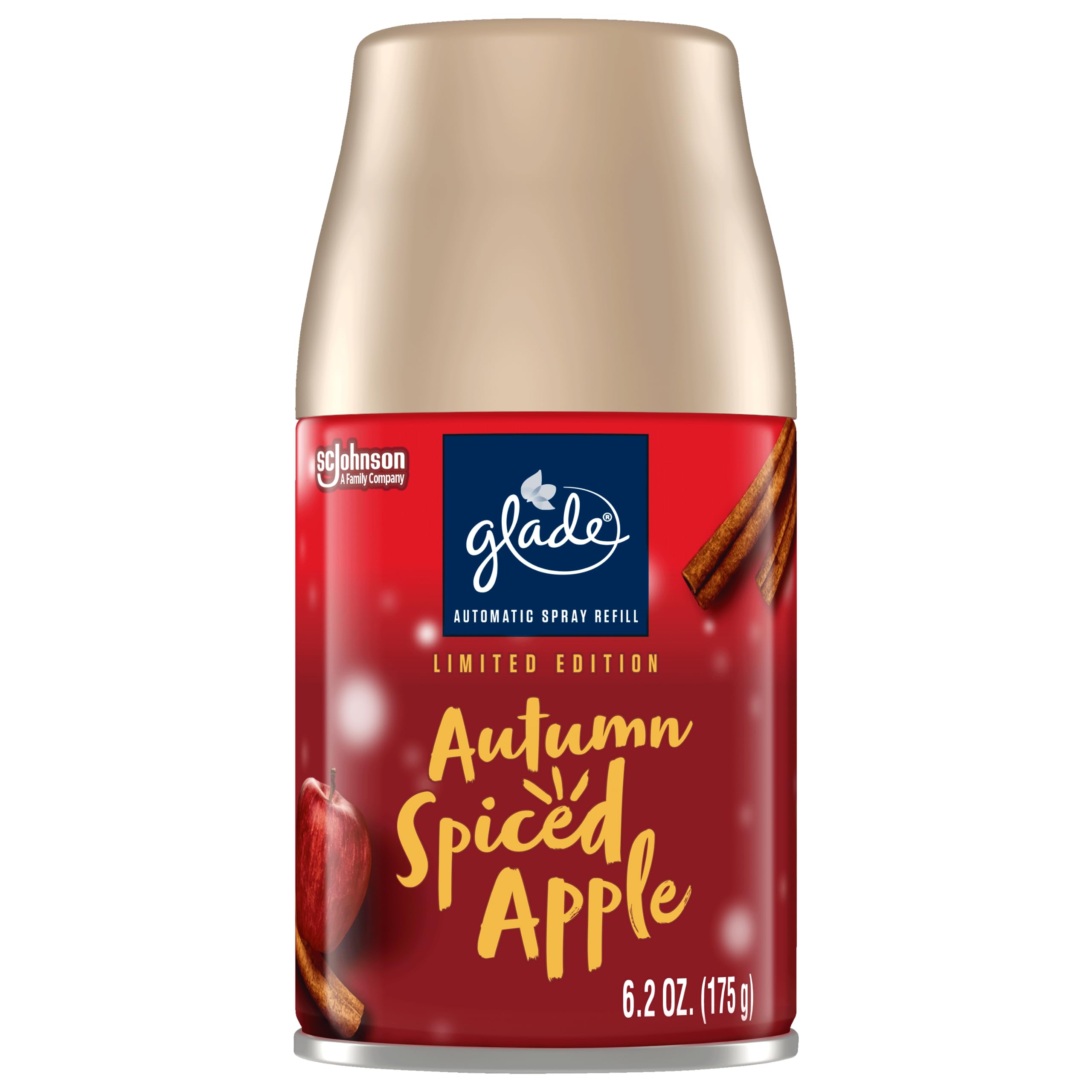 Glade Automatic Spray Refill, Air Freshener for Home and Bathroom, Autumn Spiced Apple, Limited Edition Scent, 6.2 Oz