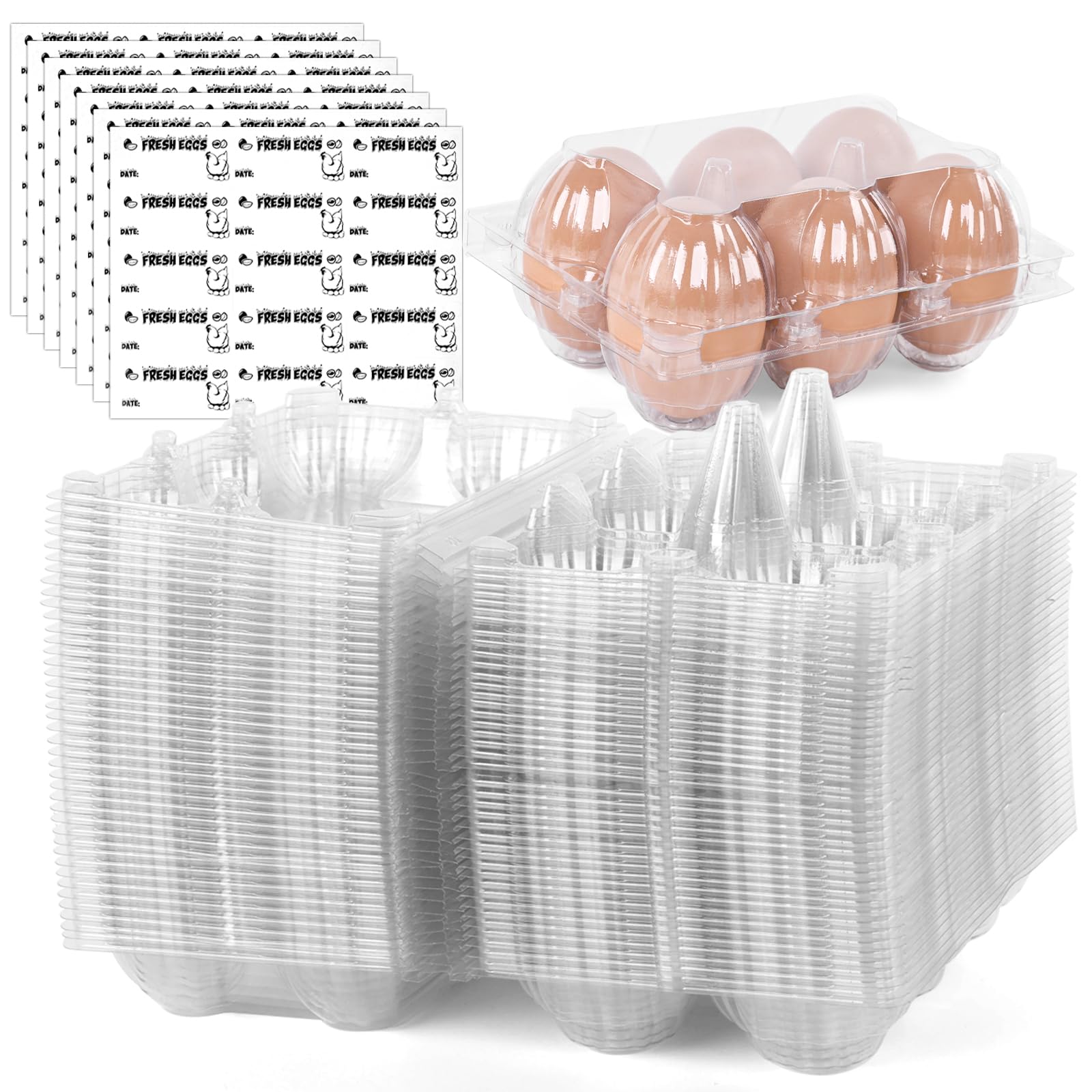 Egg Cartons Reusable 120-Pack Clear Plastic Egg Cartons - 12-Count ...