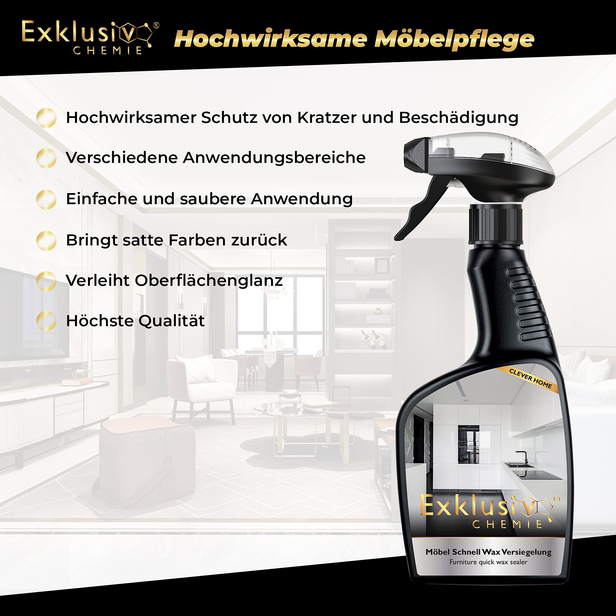 Exklusiv Chemie Möbel Schnell Wax | Hochglanz Versiegelung 500 ml 2
