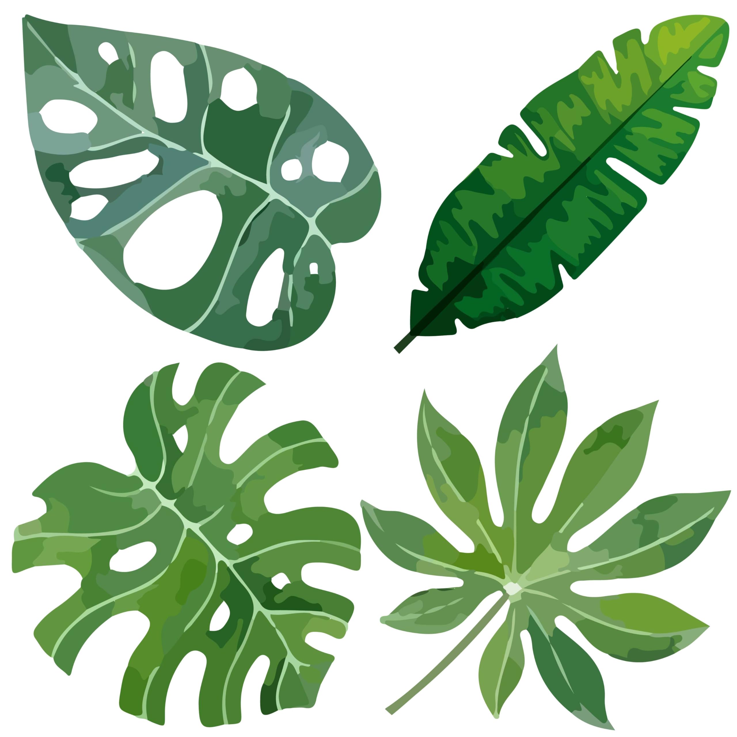 GORGECRAFT 4Pcs Palm Leaves Window Clings 16cm Monstera Leaf Window Clings Tropical Plant Leaves Decals Static Removable Waterproof Vinyl Film Spring Decals for Prevent Birds Dogs Pets Strikes