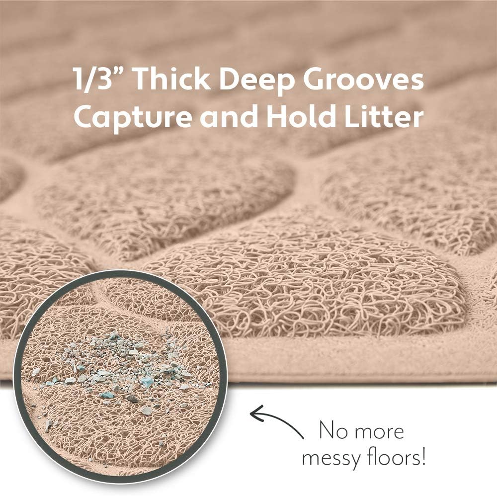 MIGHTY MONKEY Premium Cat Litter Mat, Best Scatter Control, Jumbo XL Sizes, 35x23 inches, Mat Catches Litter, Easy Clean, Soft on Kitty Paws, Taupe: Pet Supplies