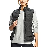 Zukela Women's Puffer Vests Slim Fit Full Zip Quilted Sleeveless Puffy Jacket for Womens Water-Resistant Outdoor Sport Coat