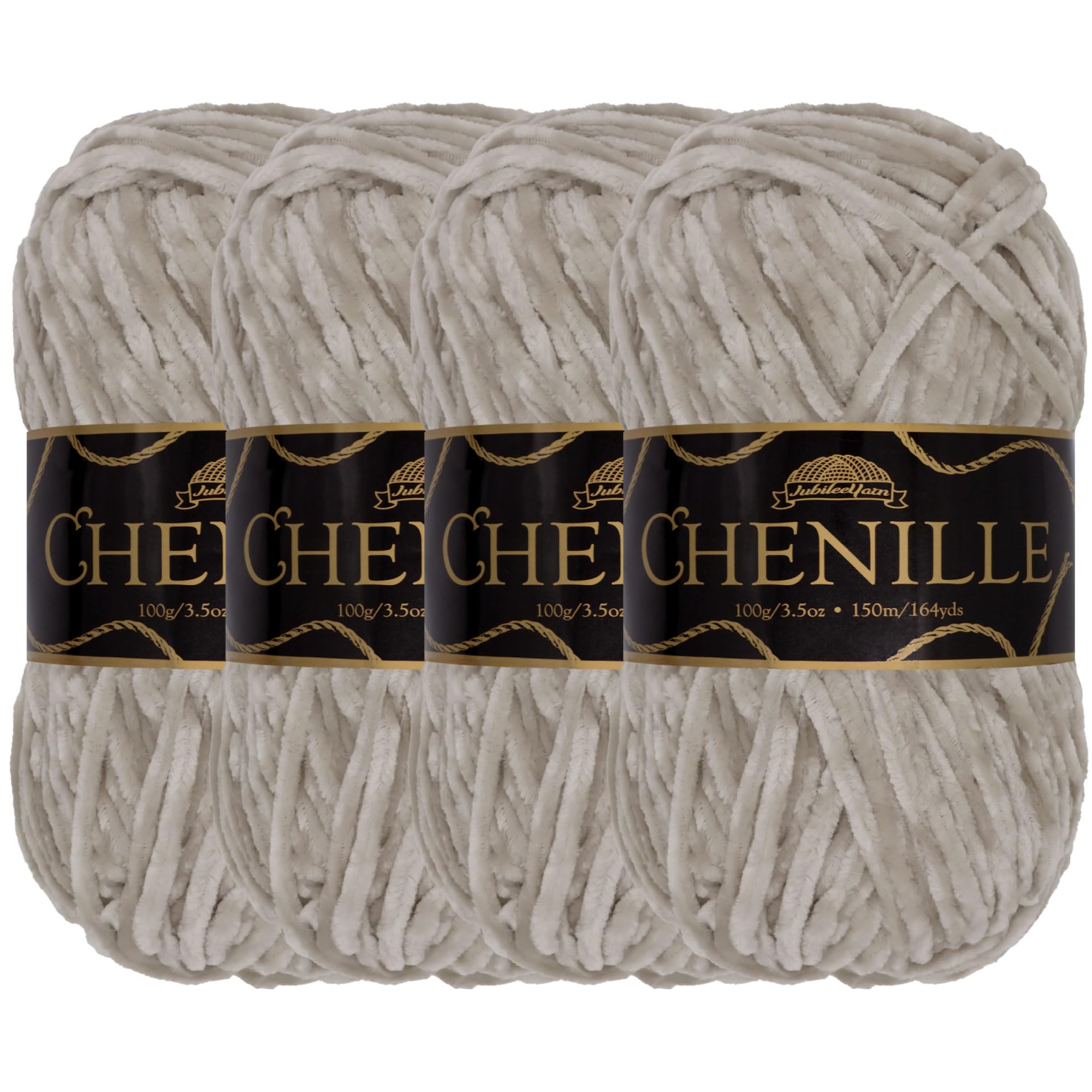 JubileeYarn Chenille Yarn - Worsted Weight - 100g/skein (4 Skeins, 146 Luna)