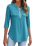 Halife Summer Tops for Women 2025 3/4 Sleeve V Neck
