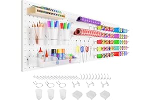 FZK Peg Board,36pcs Pegboard Kit, Includes 4 White Pegboard and Accessories,Plastic Peg Board,with Hooks Peg Board Wall Organizer for Office, Craft Room