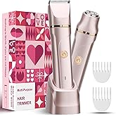 Bikini Trimmer for Women 2-in-1 Womens Electric Razor | Dual Ceramic Blades Electric Shaver for Sensitive Skin, Rechargeable, Waterproof IPX7 Pubic Hair Trimmer for Shower & Travel | Gift for Her