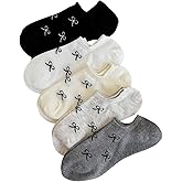 SHENHE Women's 5 Pairs Low Cut Ankle Socks Bow Patterned Breathable No Show Cute Socks