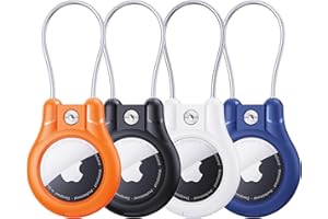 4Pack for AirTag Keychain Holder case, for Apple AirTag 1st & 2nd Generation,IPX8 Waterproof for Air tags Lock Case with Wire