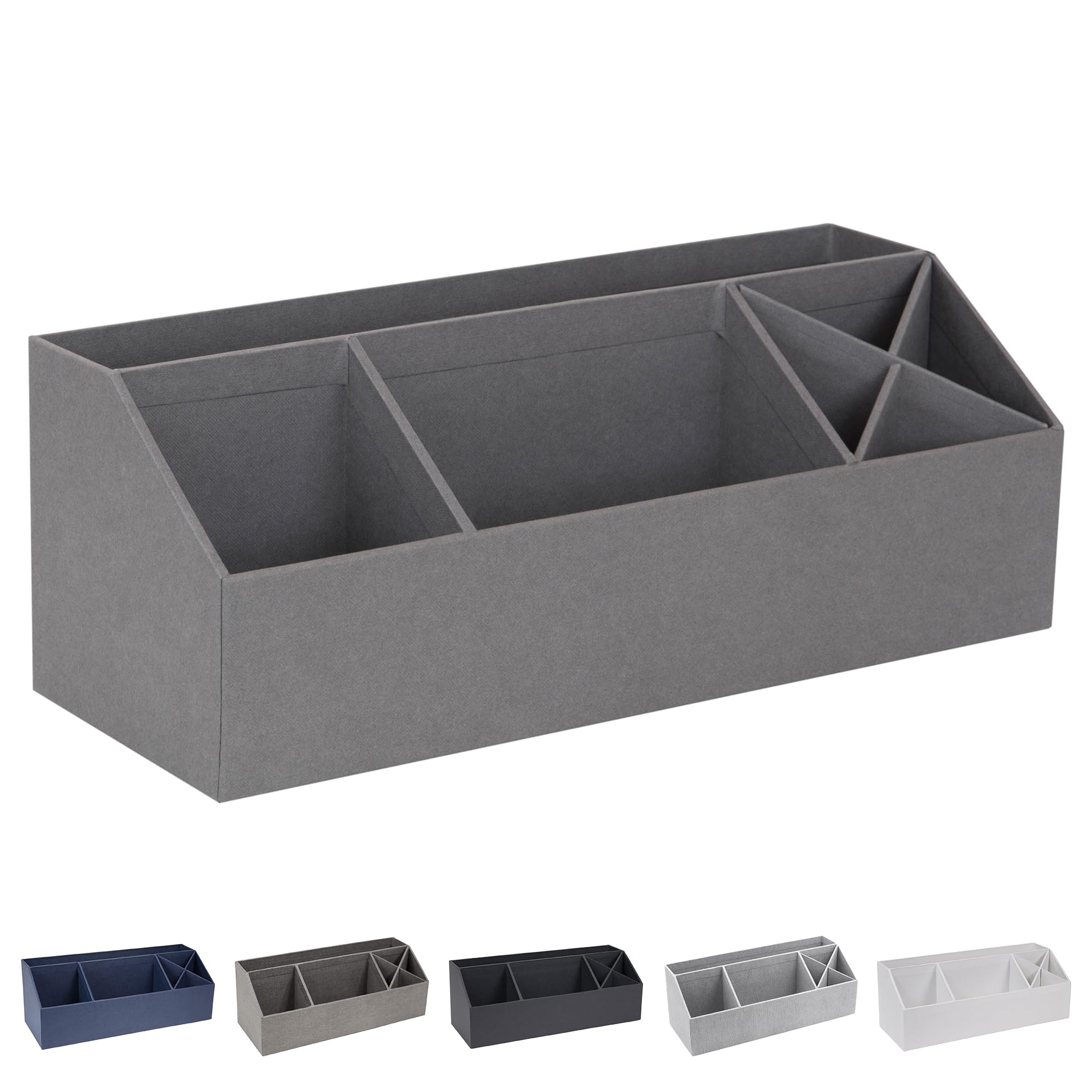 Bigso Elisa Desktop Organizer, Durable Office Desk Organizer for Office Supplies and Accessories, Desk Organizer with 7 Compartments for Customizable Organization,13.1”x4.9”x4.9”, Grey