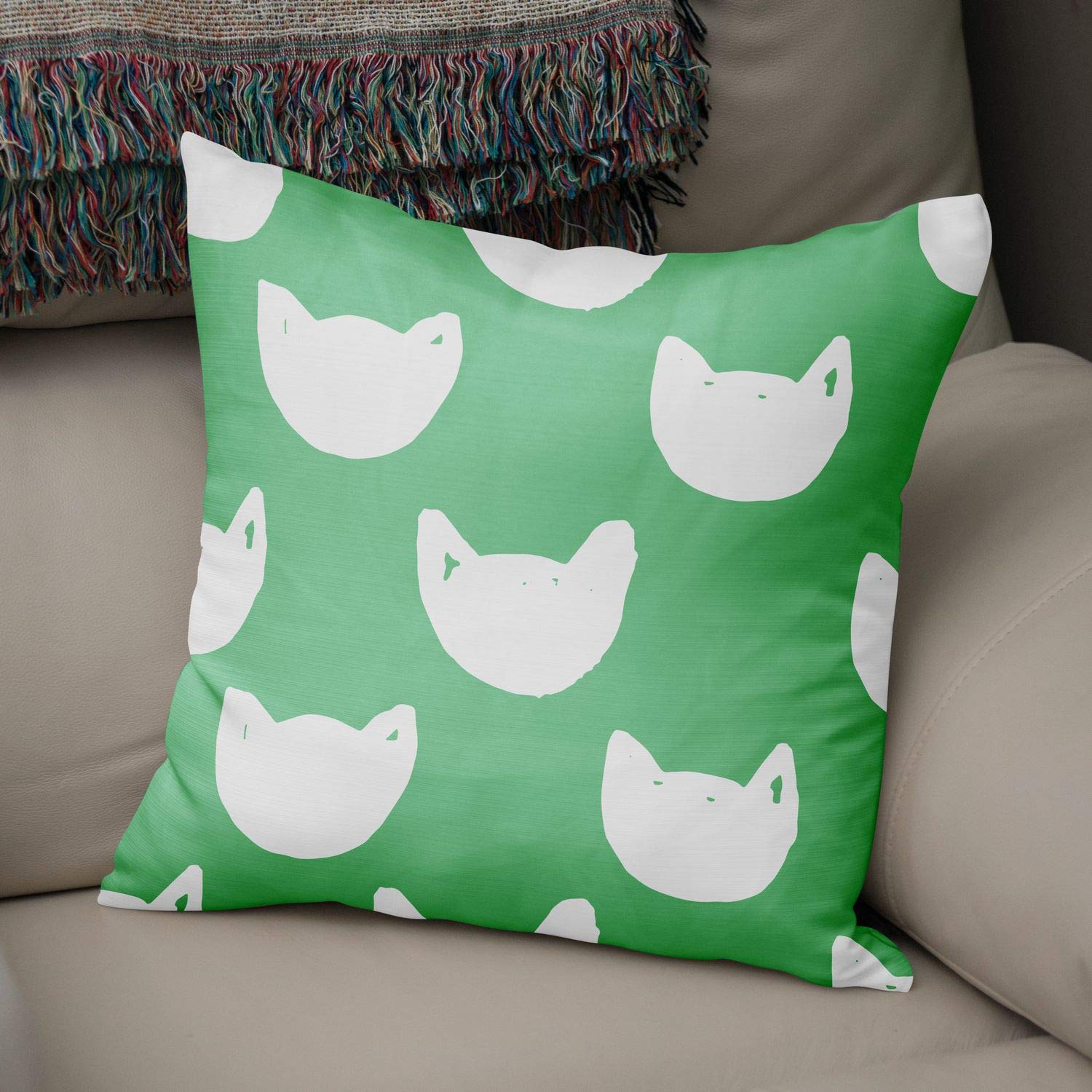 Bonamaison Decorative Cushion Cover Petrol Green & White, Throw Pillow Covers, Home Decorative Pillowcases for Livingroom, Sofa, Bedroom, Size: 50x50 Cm - Designed and Manufactured in Turkey