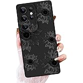 OOK Floral Case for Samsung Galaxy S25 Ultra Case, Cute Sunflower Floral Blooms Design Soft TPU Shockproof Protective for Women Girls Phone Cover- Black Flower