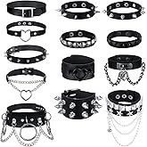 Cunno 13 Pcs Leather Spike Choker Studded Bracelet Cuffs Set Gothic Punk Rock Jewelry Set Costume Accessory