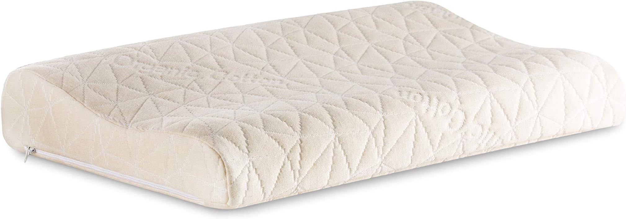 The Hue Cottage Orthopedic Cervical Contour Memory Zip Foam Cotton Pillow - Medium Size (20 inches x 13 inches x 4 inches, White)