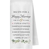 ChenCraty Wedding Marriage Gifts for Newlyweds Kitchen Towels, Married Couples Gifts Dish Tea Towel for Kitchen Decor, Recipe for a Happy Marriage Decorative Hand Towels for Bathroom, 16x24 Inches
