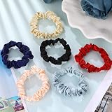 Maridergo 12Pcs Silk Satin Hair Scrunchies Ties Ponytail Holder Solid Color view 6