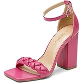 DREAM PAIRS Women's Heels for Women Braided Open Toe Ankle Strap High Block Chunky Heel Sandals Party Wedding Dress Pumps Shoes