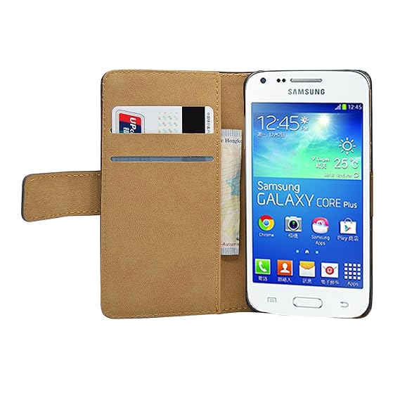 Membrane - Schwarz Brieftasche Klapptasche Hülle kompatibel für Samsung Galaxy Core Plus (GT-G3500 / SM-G350 / G3502) - Flip 