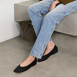 TINGRISE Women's Flats Shoes Pointed Toe Knit