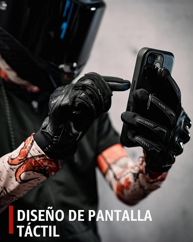 Luvas de Verão para Motociclistas Homem Hard Shell Fibra de Carbono Respirável Ecrã Tátil Suave para Motociclismo Montanhismo Caminhadas Preto L