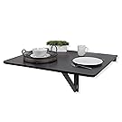 Fasthomegoods WALLNITURE Drop Leaf Dining Table Wall Mounted Workstation Solid Pine Wood Black Large 36x30 Inches