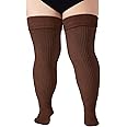 Tavaleu Plus Size Thigh High Socks for Thick Thighs - Womens Extra Long & Thick Over the Knee Knit High Socks Leg Warmers