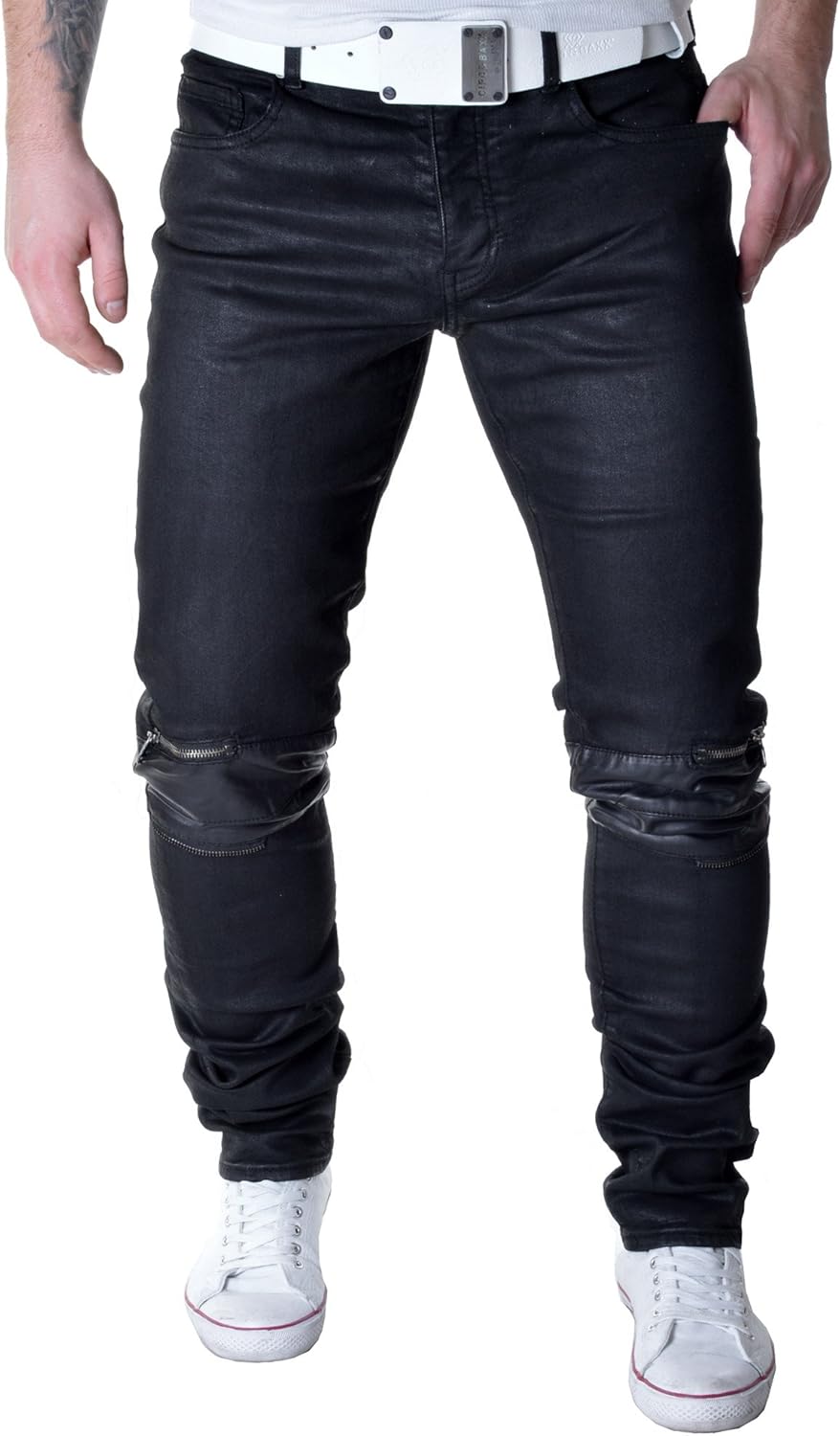 leather patch jeans mens