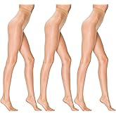 PENTI 3 Pairs 5 Den Ultra Sheer Pantyhose | Barely-There Transparent Women's Tights | Seamless with Breathable Gusset