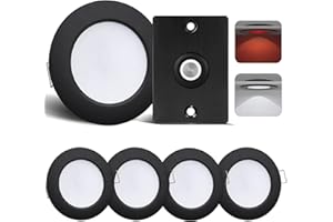 camperxlite RV 3” Recessed Puck Light Set, 12V Bi-color LED Downlight Full Aluminum for Boat Camper Van Trailer Motorhome, 3W CRI90+ Dual Color (12V Dimmer included) (Black 5000K)