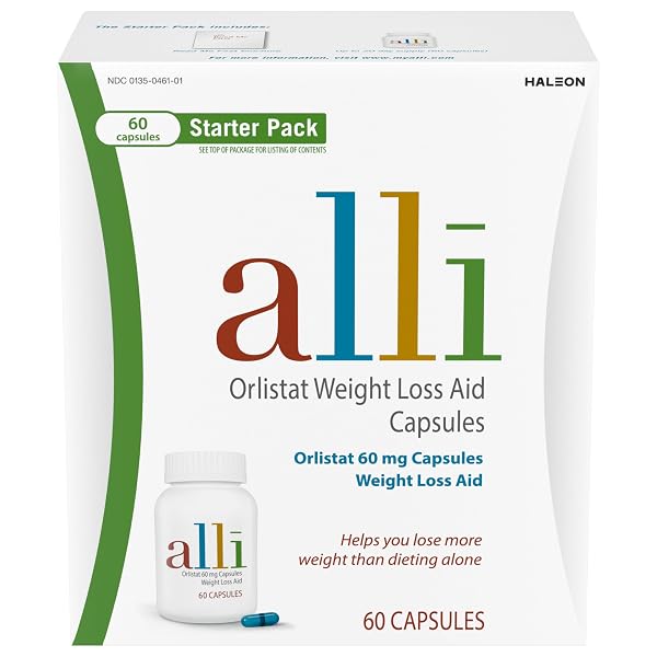 ALLI DIET WEIGHT LOSS SUPPLEMENT PILLS, ORLISTAT 60MG CAPSULES STARTER PACK, NON PRESCRIPTION WEIGHT LOSS AID, 60 COUNT(PACK OF 1)
