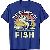 Boy Kids Loves to Fish-Shirt Bass Fishing Gift Funny Fishing T-Shirt