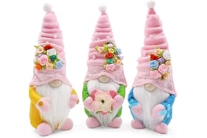 CiyvoLyeen Gnomes Gift for Mom Grandma Spring Flowers Gnomes Handmade Shelf Sitters Tomte Swedish Gnomes Plush Elf on The Shelf Girl Present Idea
