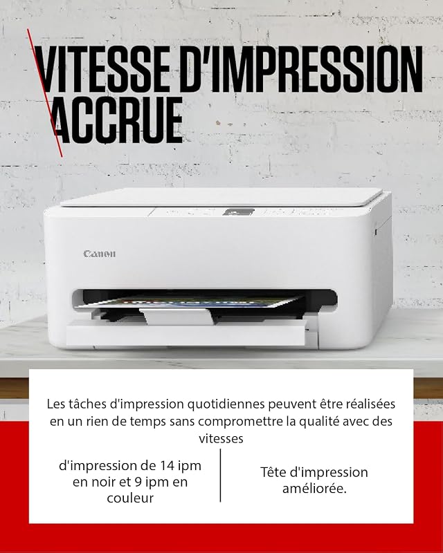 PIXMA TS6550i – Imprimante Jet d’Encre Multifonction Wi-FI – Impression Rapide Recto Verso – Format A4 et 10x15 cm PIXMA Print Plan - Inclus Papier Photo A4 SG-201, 5 Feuilles