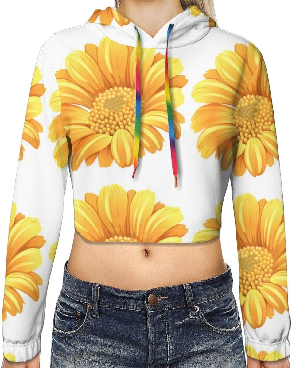 yellow hoodie with sunflowers on sleeves