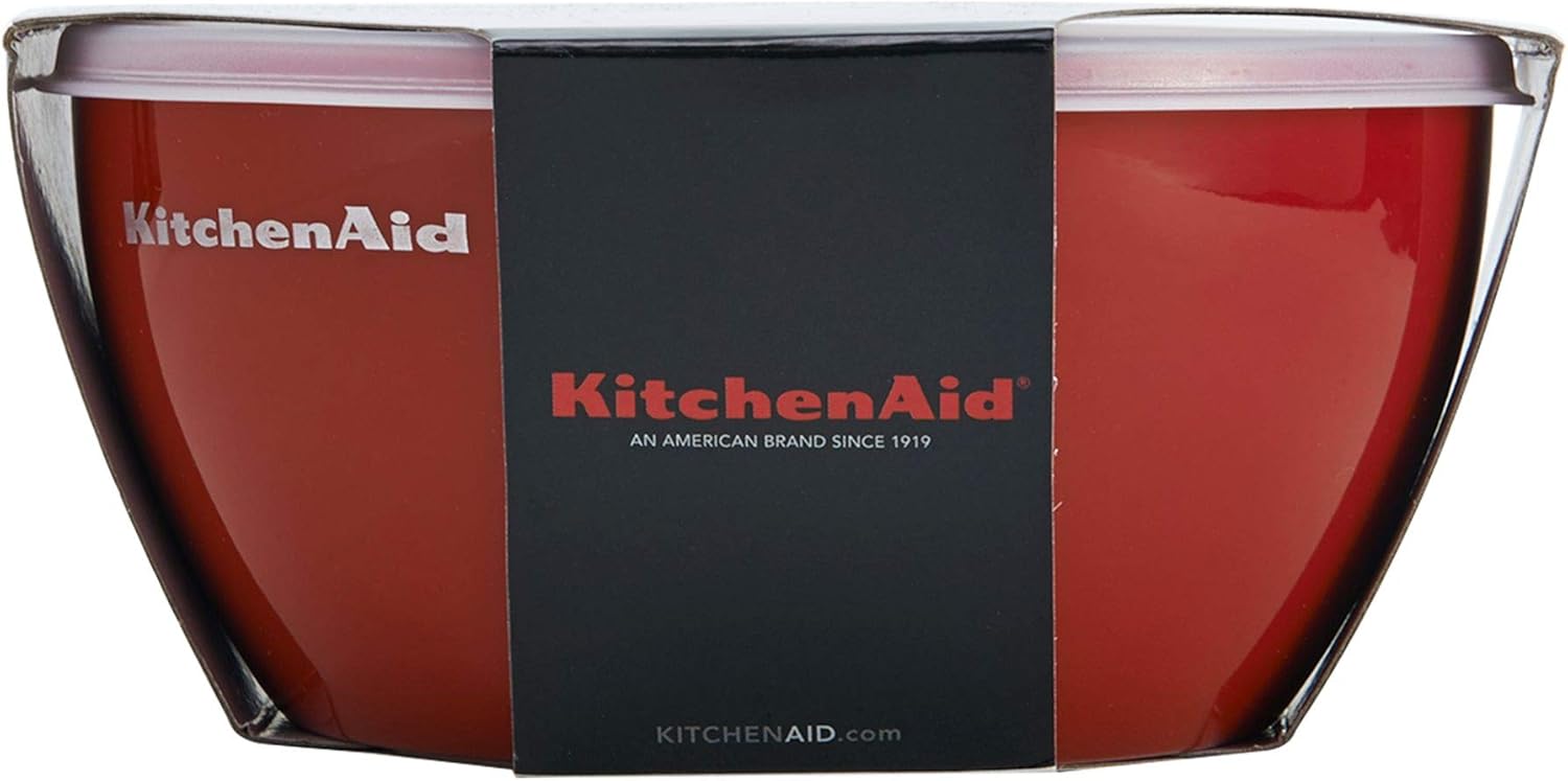 KitchenAid KE176OSERA Classic Prep Bowls with Lids, Set of 4, Empire Red: Kitchen & Dining