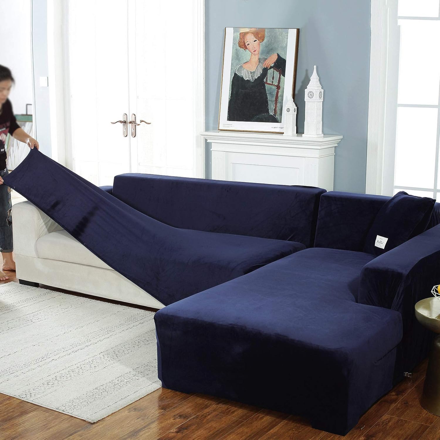 ZPEE Thicken Crystal Velvet Sofa Cover,Soft Stretch Sofa Slipcovers For