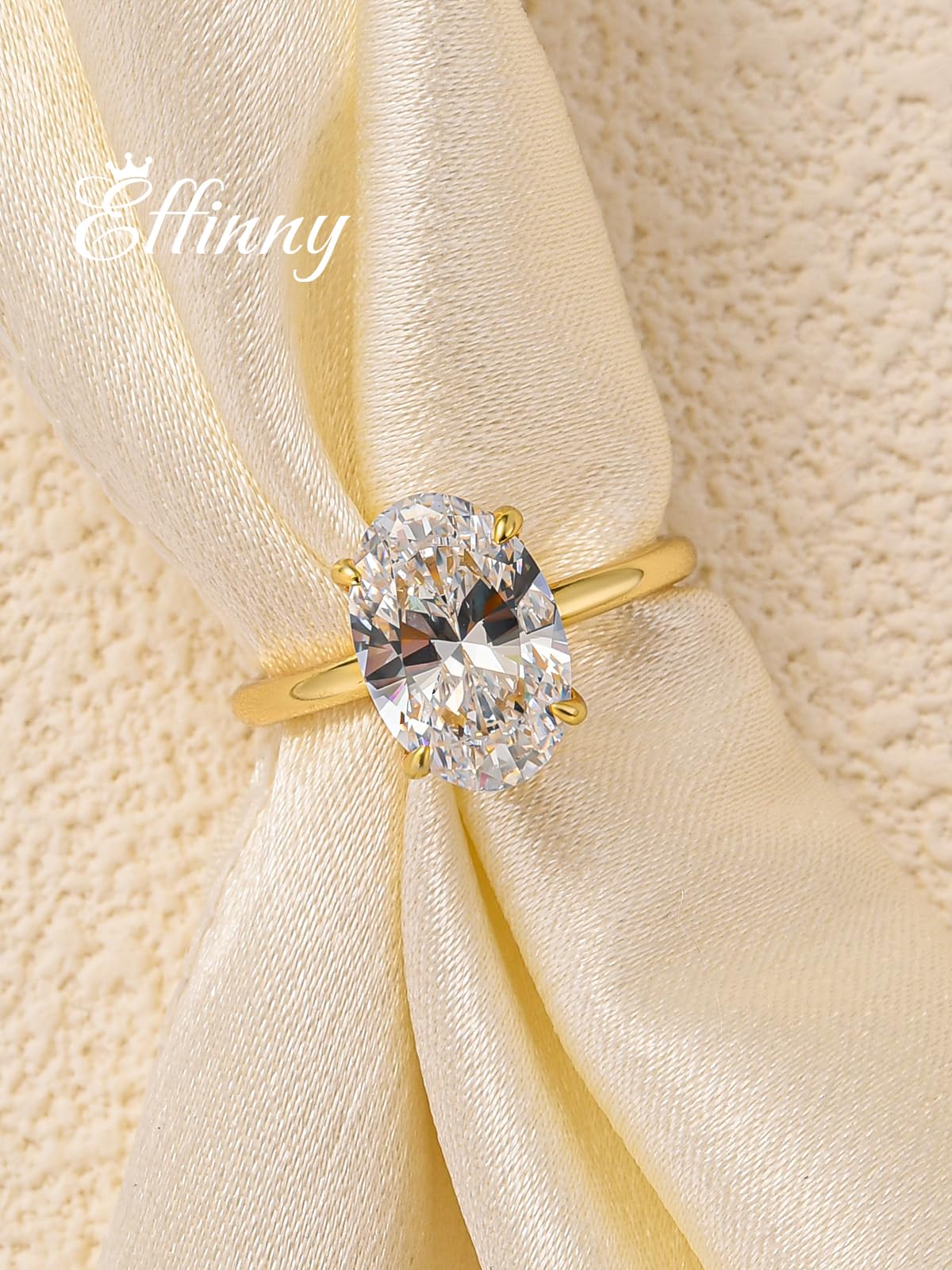 Condition photo showing New/Like New for effinny 3.5 carat elongated oval cut engagement ring for women,925 sterling silver solitaire promise ring 3.5ct,golden 5.5