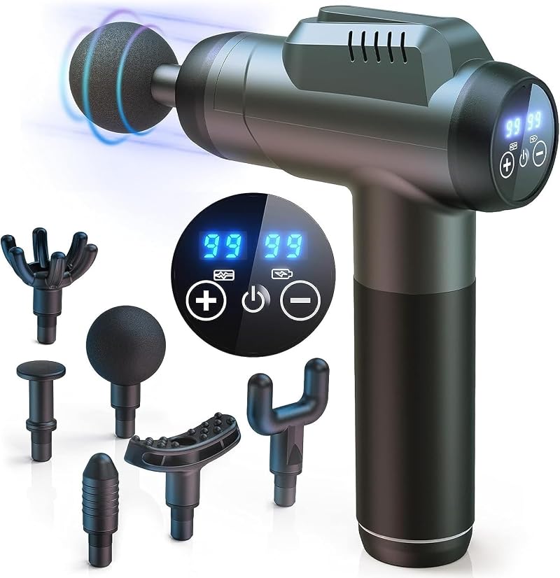 Timiyou Massage Gun Deep Tissue Massager with 99 Speeds LCD Grey