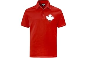 Funny World Mens Canada Shirt Maple Leaf Cotton Casual Short Sleeve Golf Polo Shirts