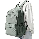 Green Cute School Backpack with Laptop Compartment Small Travel Laptop Backpack for Women Men Waterproof College Backpack Simple School Bag for Teens Girls Boys