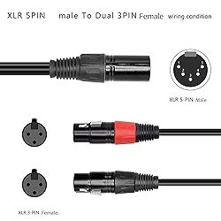 XMSJSIY Dual XLR 3 Pin to 5 Pin DMX Stage & Mic