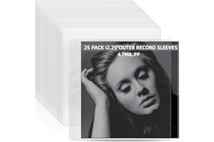 SNADO 25 Clear Vinyl Record Sleeves Outer - 4.7 Mil Heavy-Duty Protection 12.75"x12.75" LP Album Sleeves for Gatefold/Double LPs Anti-Static, Archival Quality
